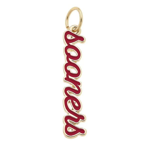 Oklahoma Sooners Script Enamel Logo Game Day Layering Charm - Picture 1 of 1
